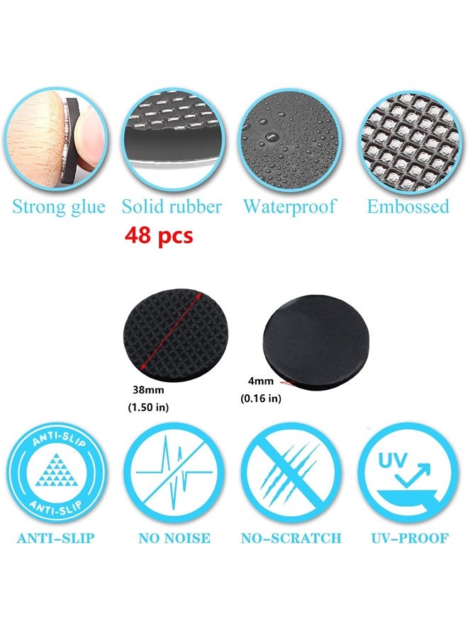 وسادات أثاث ذاتية اللصق، قطر 1.5 بوصة، مانعة للانزلاق، أغطية طاولات وكراسي وأرائك، واقيات أرضية لاصقة، عبوة من 40 قطعة - Image 2