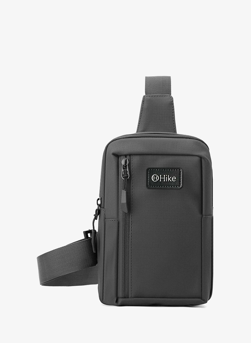 Hike Unisex Cross Body Chest Bag Synthetic Water-Resistant Scratch Resistant Small Shoulder Sling Bag for Business Travel Outdoor Shopping, HK9004- GREY - Image 1