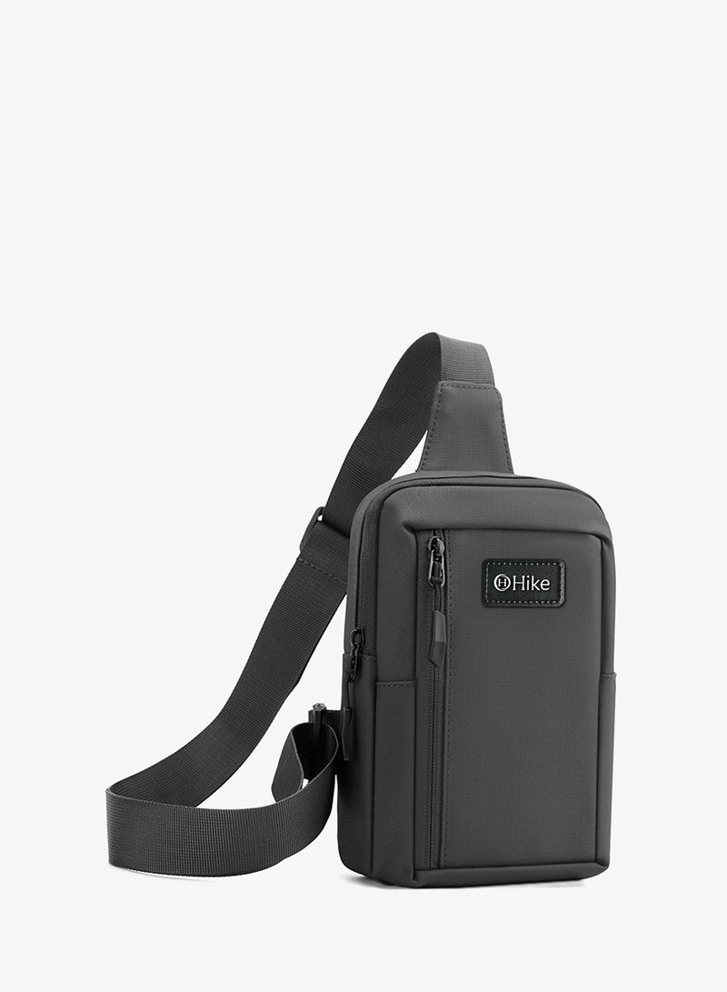 Hike Unisex Cross Body Chest Bag Synthetic Water-Resistant Scratch Resistant Small Shoulder Sling Bag for Business Travel Outdoor Shopping, HK9004- GREY - Image 2