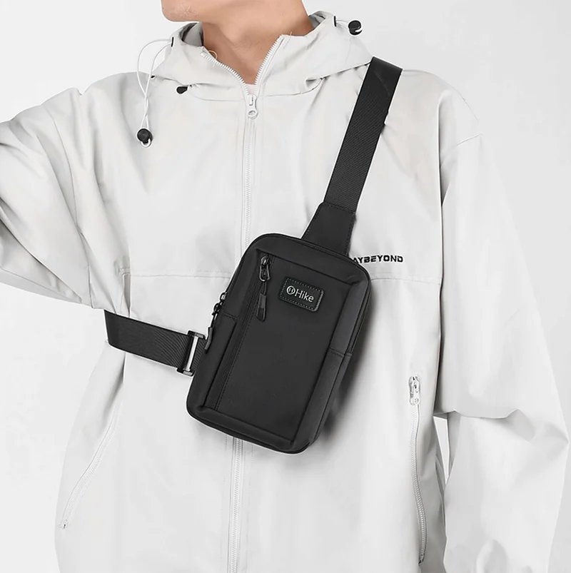 Hike Unisex Cross Body Chest Bag Synthetic Water-Resistant Scratch Resistant Small Shoulder Sling Bag for Business Travel Outdoor Shopping, HK9004, Grey