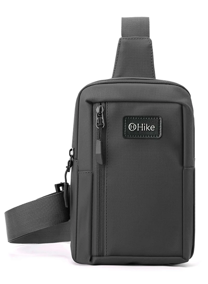 Hike Unisex Cross Body Chest Bag Synthetic Water-Resistant Scratch Resistant Small Shoulder Sling Bag for Business Travel Outdoor Shopping, HK9004, Grey