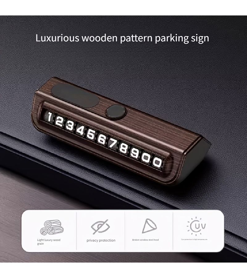 Light Luxury Wood Grain Temporary Car Number Plate Pass Holder With 10 Scenes - Image 1