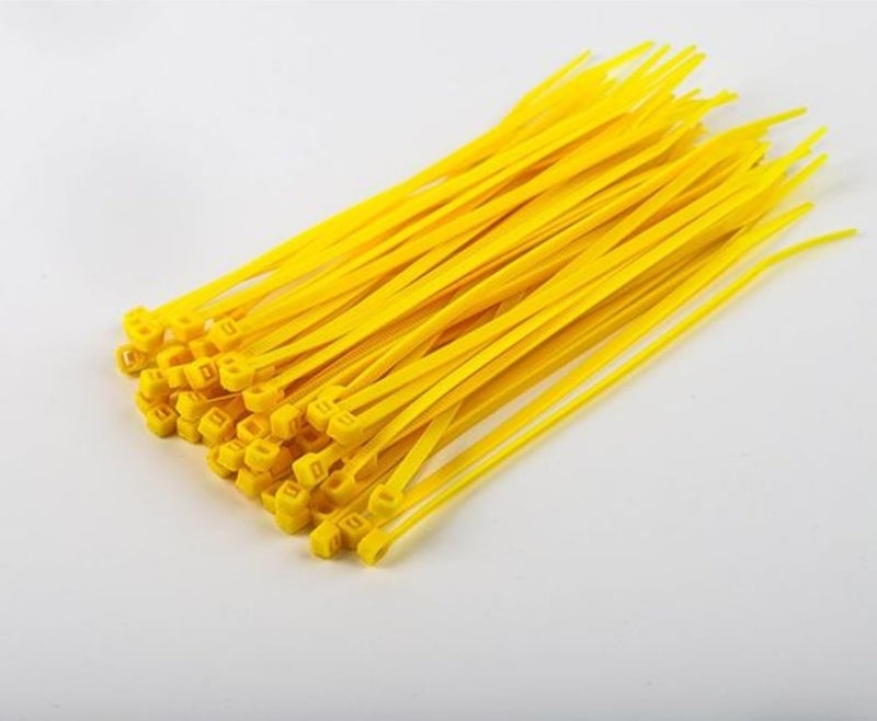Qviz Cable Tie Cord (20cm Nylon Cable Ties Durable Adjustable Self-Locking Cable Ties for Home, Office, Garage, Workshop 100 Pack, Yellow)