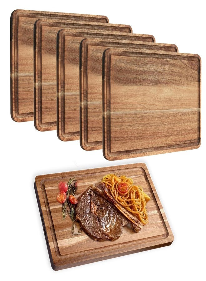 Linwnil Wooden Cutting Board Set -Reversible Acacia Wood Kitchen Chopping Boards with Juice Groove for Meat, Fruits, Vegetables & Cheese - Durable & Eco-Friendly Food Prep Boards (6) - Image 1