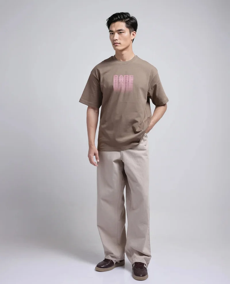 Rare Rabbit Men's Oversized Graphic Print T-Shirt