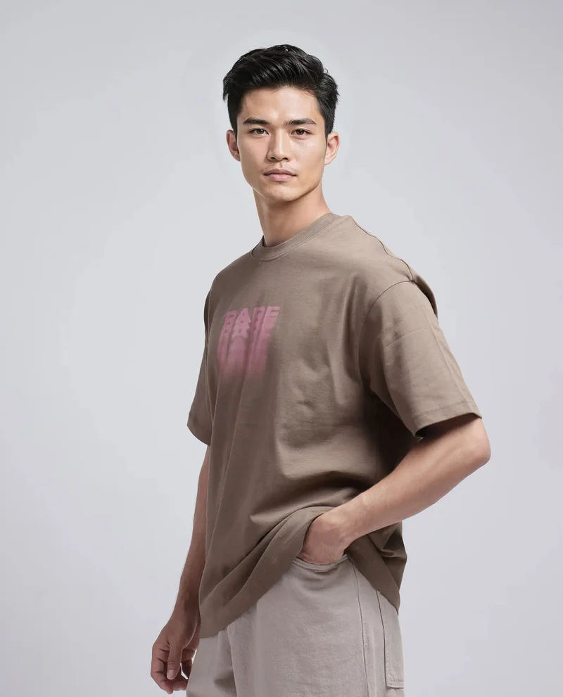 Rare Rabbit Men's Oversized Graphic Print T-Shirt