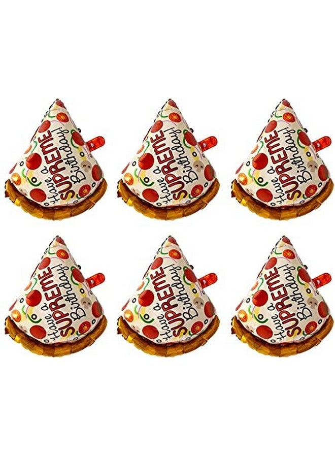 Atpata Funky Pizza Theme Birthday Balloon Bouquets for a Supreme Pizza Party (Pizza Slice 6 Pieces) - Image 3