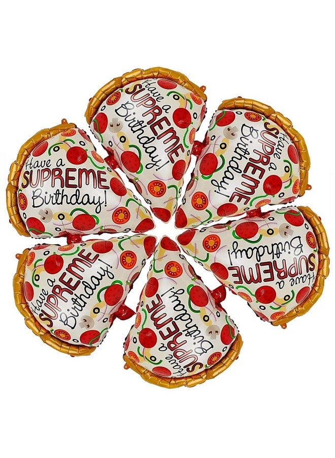Atpata Funky Pizza Theme Birthday Balloon Bouquets for a Supreme Pizza Party (Pizza Slice 6 Pieces) - Image 2
