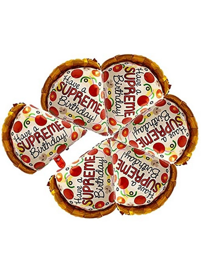 Atpata Funky Pizza Theme Birthday Balloon Bouquets for a Supreme Pizza Party (Pizza Slice 6 Pieces) - Image 1