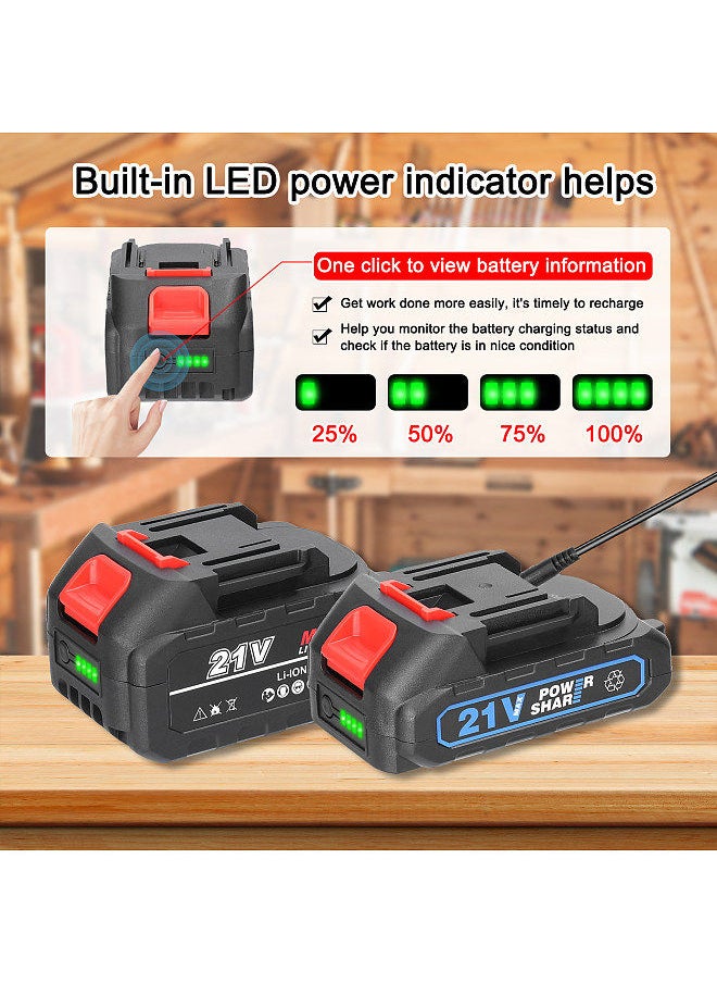 Generic - 21V Makita Rechargeable Lithium Battery and Battery Adapter Set Electric Power Tool Replacement Battery with Battery Level Indicator Light - Image 1
