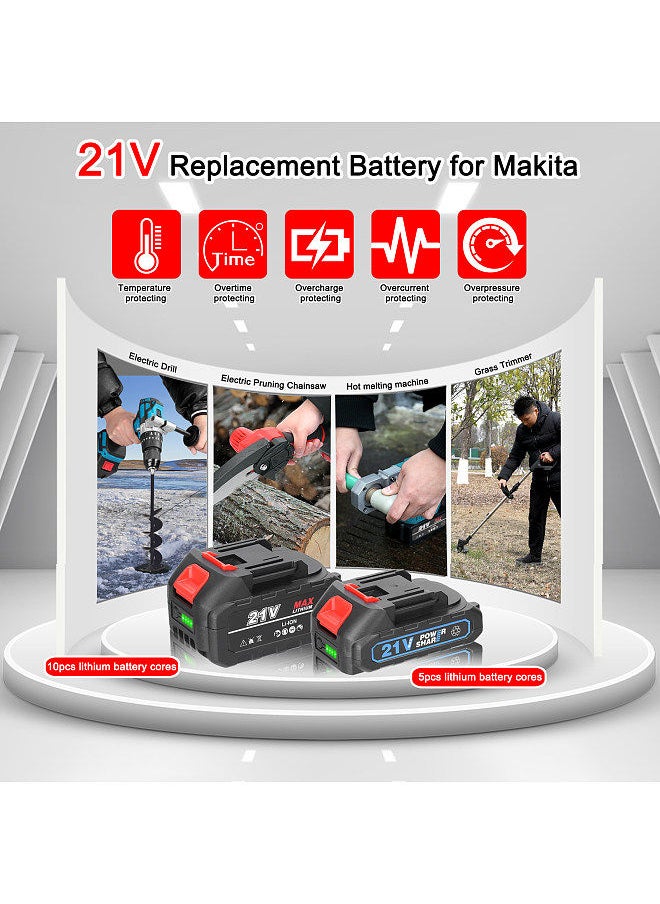 Generic - 21V Makita Rechargeable Lithium Battery and Battery Adapter Set Electric Power Tool Replacement Battery with Battery Level Indicator Light - Image 1