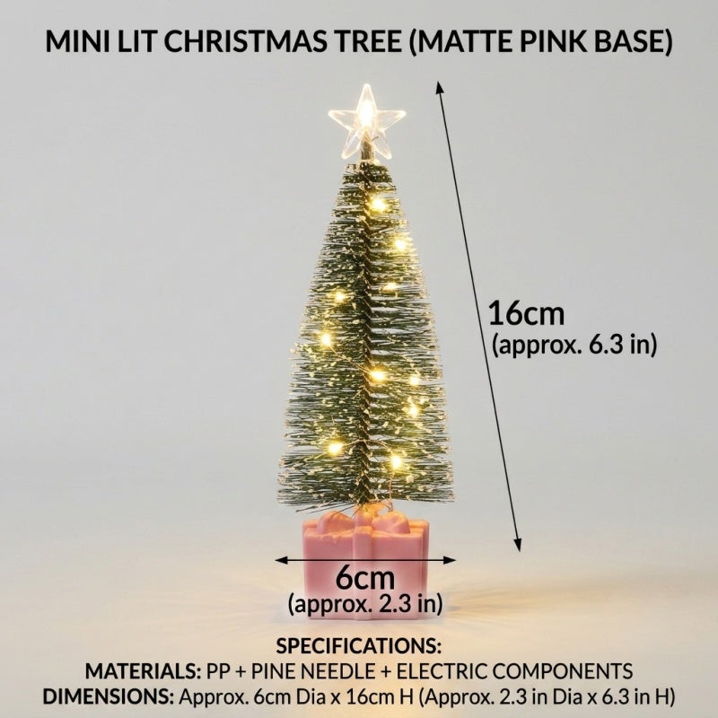 Mini Flocked Christmas Tree: 4-Pack Battery Powered Warm White Color Changing LED - No Assembly Required Gift Box Base - Light Up Tabletop Tree for Desk Office Home Parties Christmas Lovers - Image 2