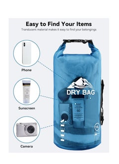 Heeta Waterproof Dry Bag For Women Men, Roll Top Lightweight Dry Storage Bag Backpack With Phone Case For Travel, Swimming, Boating, Kayaking, Camping And Beach, Size - 5L, Blue  - Image 2