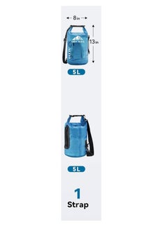Heeta Waterproof Dry Bag For Women Men, Roll Top Lightweight Dry Storage Bag Backpack With Phone Case For Travel, Swimming, Boating, Kayaking, Camping And Beach, Size - 5L, Blue  - Image 3