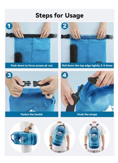 Heeta Waterproof Dry Bag For Women Men, Roll Top Lightweight Dry Storage Bag Backpack With Phone Case For Travel, Swimming, Boating, Kayaking, Camping And Beach, Size - 5L, Blue  - Image 4