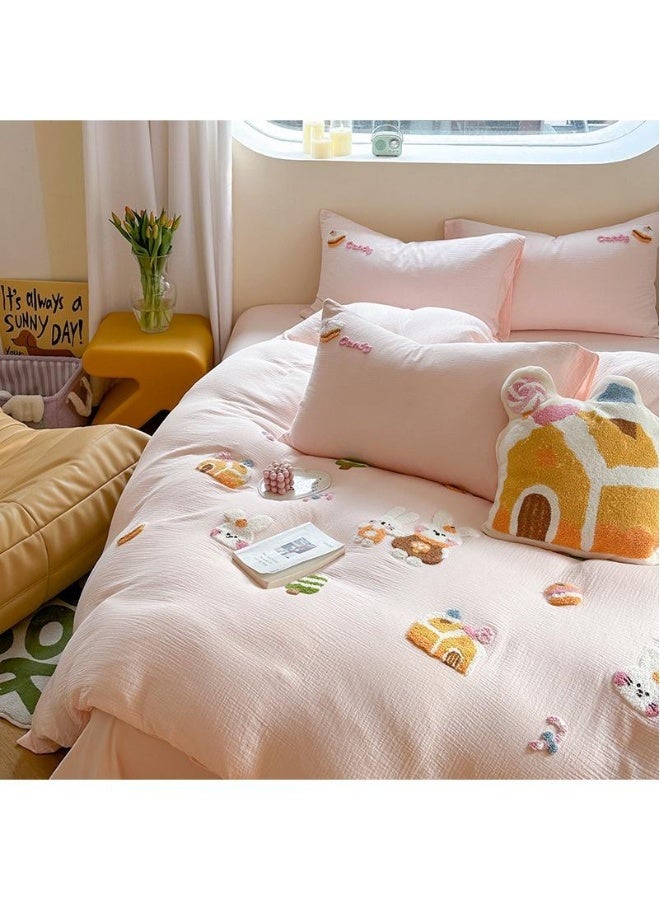 4-Piece Cartoon Anime A-Class Pure Cotton Embroidery Comfortable Set Bed Sheet Set Children's Day Gift Birthday Gift - Image 1
