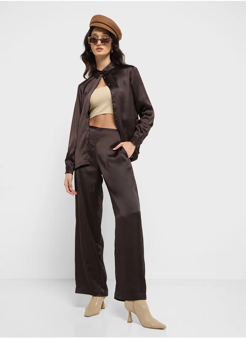 فرنش كونكشن Satin Button Down Shirt