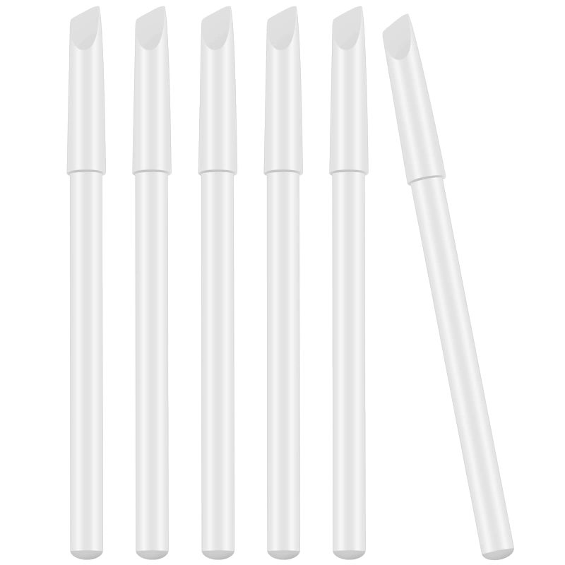 Blulu 6 Pieces White Nail Pencils 2In1 Nail Whitening Pencils with Cuticle Pusher for French Manicure Supplies