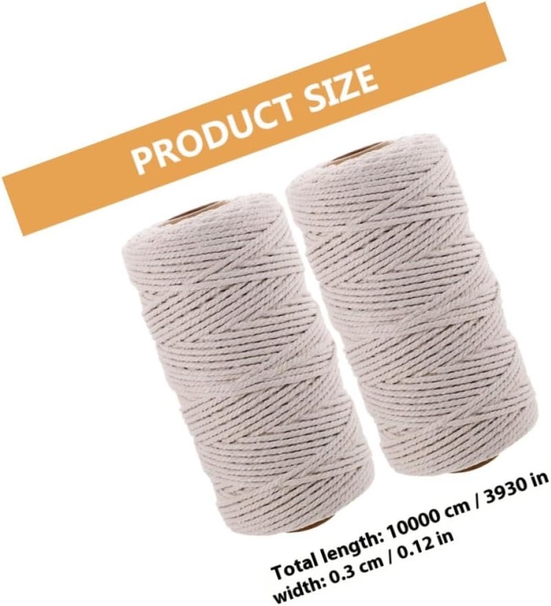 100m Cotton Kitchen Twine for Roasting and Baking, 2 Rolls 3mm Thick Butchers Cooking String for Sausage Tie-up and Food Wrapping - Image 2