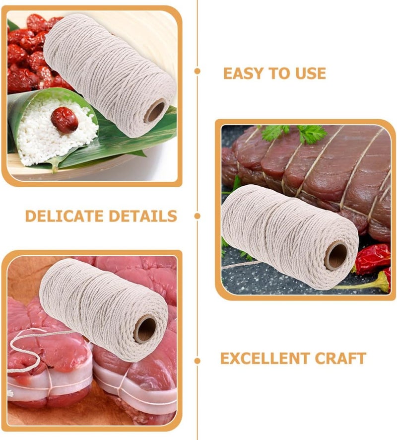 100m Cotton Kitchen Twine for Roasting and Baking, 2 Rolls 3mm Thick Butchers Cooking String for Sausage Tie-up and Food Wrapping - Image 3