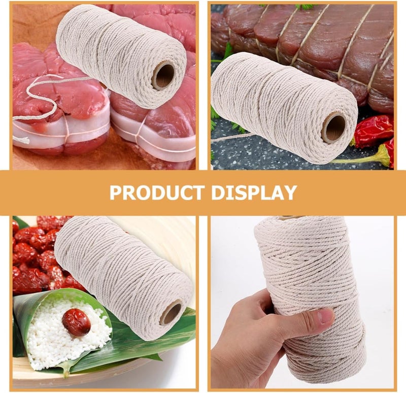 100m Cotton Kitchen Twine for Roasting and Baking, 2 Rolls 3mm Thick Butchers Cooking String for Sausage Tie-up and Food Wrapping - Image 5