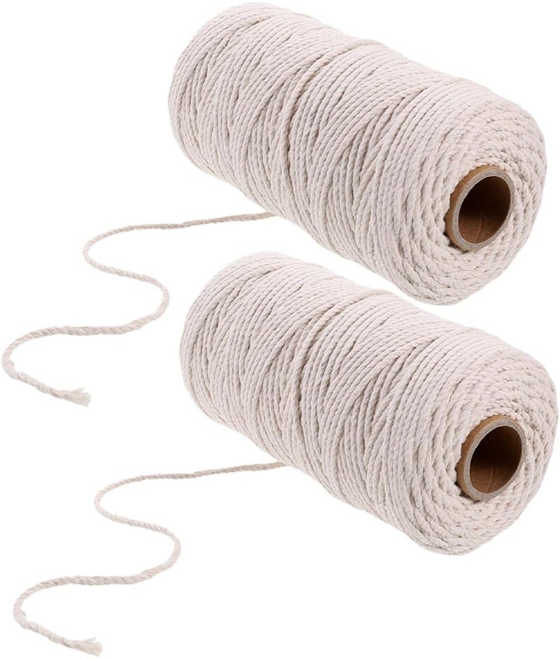 100m Cotton Kitchen Twine for Roasting and Baking, 2 Rolls 3mm Thick Butchers Cooking String for Sausage Tie-up and Food Wrapping - Image 1