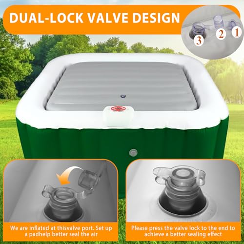 Ketofa Inflatable Hot Tub Cover for Square Hot Tub Spa Cushion Support, Universal 57x57in Inflatable Cover Square Top Lid, Dustproof Rainproof Insulated Energy Saving Lid，Spa Covers for Hot Tub - Image 4