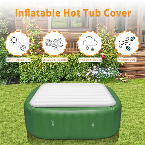 Ketofa Inflatable Hot Tub Cover for Square Hot Tub Spa Cushion Support, Universal 57x57in Inflatable Cover Square Top Lid, Dustproof Rainproof Insulated Energy Saving Lid，Spa Covers for Hot Tub - Image 2