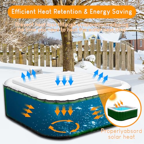 Ketofa Inflatable Hot Tub Cover for Square Hot Tub Spa Cushion Support, Universal 57x57in Inflatable Cover Square Top Lid, Dustproof Rainproof Insulated Energy Saving Lid，Spa Covers for Hot Tub - Image 3