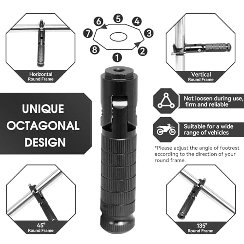 YWLUWEI Foot Pegs Non-sliding Footrest Motorcycle Bicycle Folding Foot Pegs 90 Degree Foldable Electric Motorbike Passenger Footrests Rearsets Rear Set Footpegs Foot Rest Pedals (Black) - Image 5