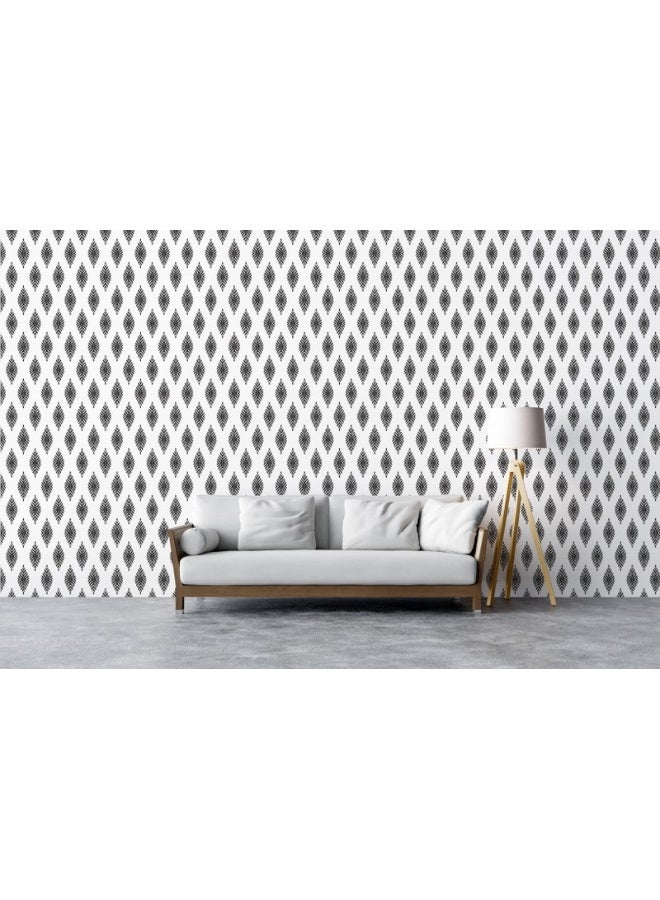Home Gallery Black And White Seamless Pattern Background Fabric Wallpaper Covers An Area ​​Up To 4.2Mx3M With Adhesive  And Smoothing Tool  - Image 2