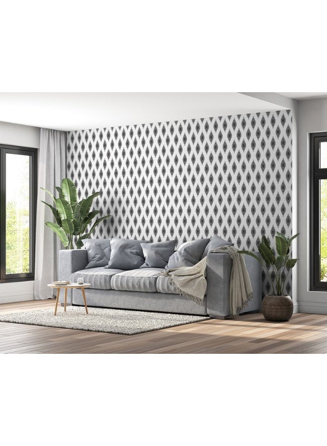 Home Gallery Black And White Seamless Pattern Background Fabric Wallpaper Covers An Area ​​Up To 4.2Mx3M With Adhesive  And Smoothing Tool  - Image 3