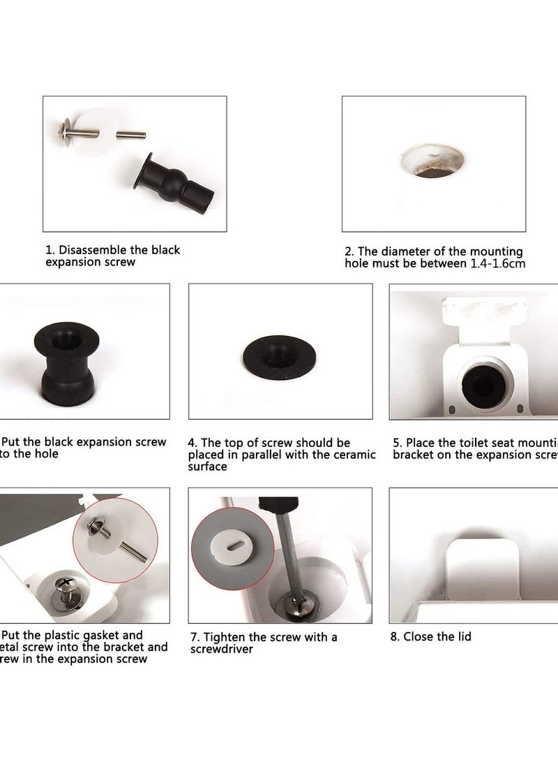 سيوسي 4 عبوات من براغي مفصلات لمقعد المرحاض ، مثبتات لمقاعد المرحاض ، تثبت براغي الصواميل المطاطية المتوسعة - Image 3