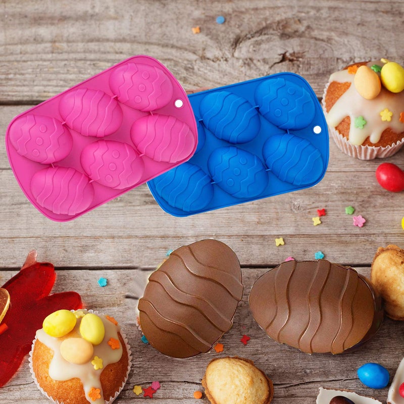 Medoore 2 Pack Easter Egg Shaped Silicone Cake Mold 6-Cavity Chocolate Cook Trays for DIY Candy Chocolate Jelly Fondant Making - Image 3