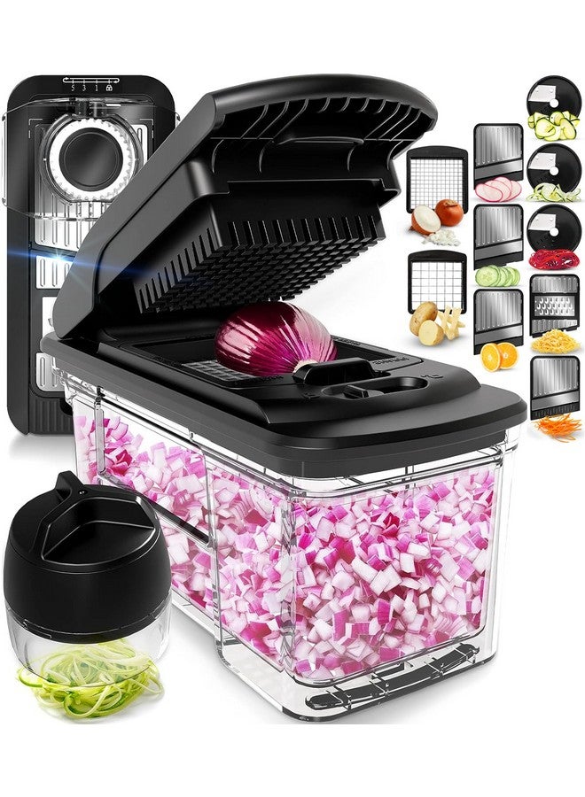 فل ستار مفرمة خضراوات وقطاعة ماندولين متعددة الاستخدامات من فولستار للمطبخ - مبشرة جبن، قاطعة بطاطس مقلية، قطاعة جبن - مبشرة حلزونية يدوية إضافية متضمنة (6 في 1، من الفولاذ المقاوم للصدأ) - Image 1