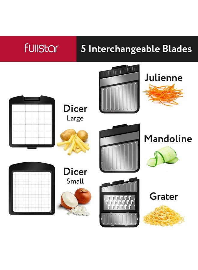 فل ستار مفرمة خضراوات وقطاعة ماندولين متعددة الاستخدامات من فولستار للمطبخ - مبشرة جبن، قاطعة بطاطس مقلية، قطاعة جبن - مبشرة حلزونية يدوية إضافية متضمنة (6 في 1، من الفولاذ المقاوم للصدأ) - Image 2