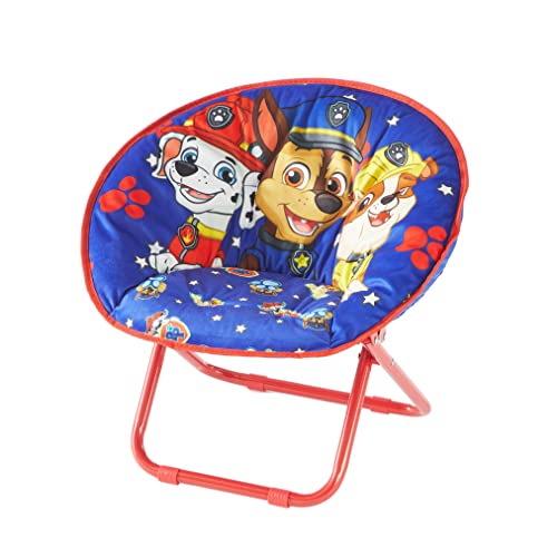 Idea Nuova Paw Patrol Chase Rubble and Marshall Toddler 19 Folding Saucer Chair with Metal Frame Ages 3 - Image 1