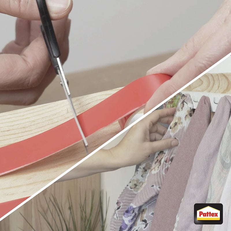 باتكس لاصق بدلاً من شريط الحفر، شريط مزدوج الجوانب قوي للغاية، شريط لاصق مزدوج للتركيب الداخلي والخارجي، للتركيب على الحائط بدون حفر، 19 مم × 1.5 متر - Image 5