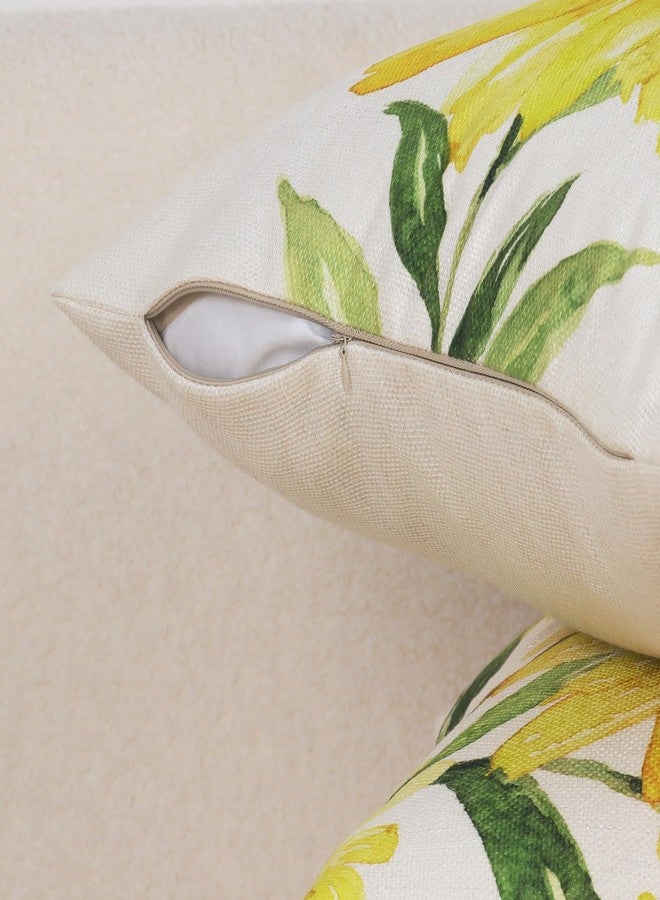 Yuubin Spring Summer Yellow Throw Pillow Covers 18x18 Set of 4,Daisy Sunflower Pillow Cases for Home Porch Sofa Decorations,Farmhouse Outdoor Indoor Living Room Couch Decor - Image 3