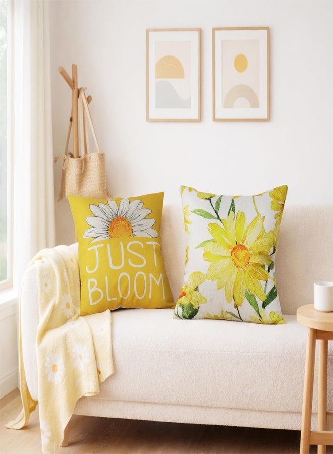 Yuubin Spring Summer Yellow Throw Pillow Covers 18x18 Set of 4,Daisy Sunflower Pillow Cases for Home Porch Sofa Decorations,Farmhouse Outdoor Indoor Living Room Couch Decor - Image 5
