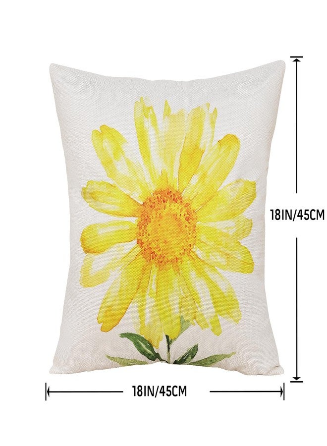 Yuubin Spring Summer Yellow Throw Pillow Covers 18x18 Set of 4,Daisy Sunflower Pillow Cases for Home Porch Sofa Decorations,Farmhouse Outdoor Indoor Living Room Couch Decor - Image 2