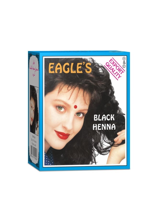EAGLE'S Black Henna Powder for Hair, 6 sachets x 10 gm Each, Natural, Rich Black Color, Ammonia-Free, Nourishes & Strengthens Hair, Long-Lasting, Salon-Quality Finish, Easy to Use Multi-Pack - Image 1