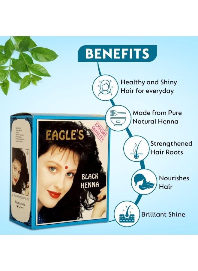 EAGLE'S Black Henna Powder for Hair, 6 sachets x 10 gm Each, Natural, Rich Black Color, Ammonia-Free, Nourishes & Strengthens Hair, Long-Lasting, Salon-Quality Finish, Easy to Use Multi-Pack - Image 3