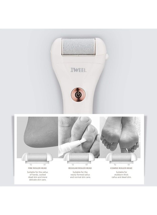 IWEEL Callus Remover for Feet, Rechargeable Foot Scrubber Electric Foot File Pedicure Tools for Feet Electronic Callus Shaver Waterproof Pedicure kit for Cracked Heels and Dead Skin with 5 Roller Heads - Image 3