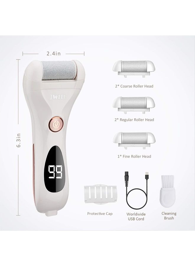 IWEEL Callus Remover for Feet, Rechargeable Foot Scrubber Electric Foot File Pedicure Tools for Feet Electronic Callus Shaver Waterproof Pedicure kit for Cracked Heels and Dead Skin with 5 Roller Heads - Image 2