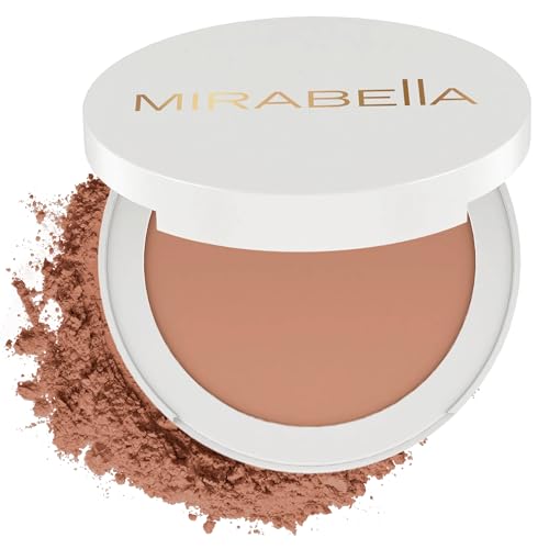 Mirabella Invincible Pure Pressed Powder Foundation Buildable Mineral Makeup Blurring Setting Powder for All Skin Types HD Matte Finishing Deep D13