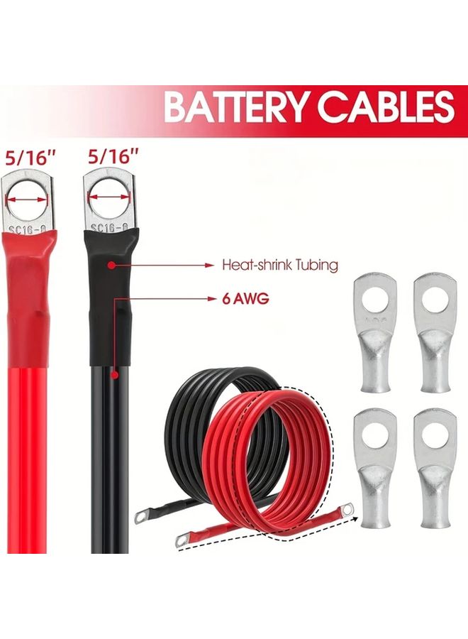 كابل بطارية 6 AWG 1 قدم مجموعة أسلاك حمراء وسوداء للسيارات والقوارب والعربات المنزلية والدراجات النارية والشاحنات - Image 5