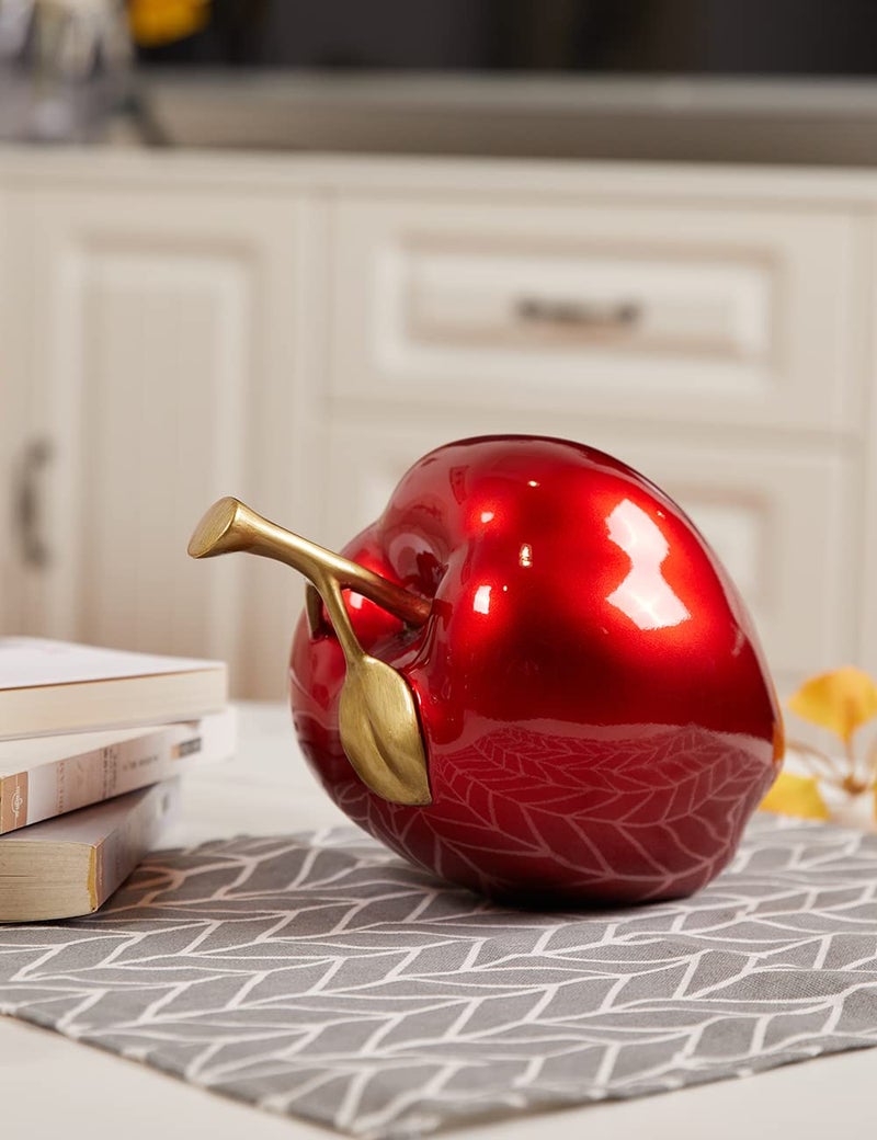 NENBOLEC Apple Decor Statue Modern Sculpture Arts Fruit Figurine Polyresin Red 7.0 inch - Image 3