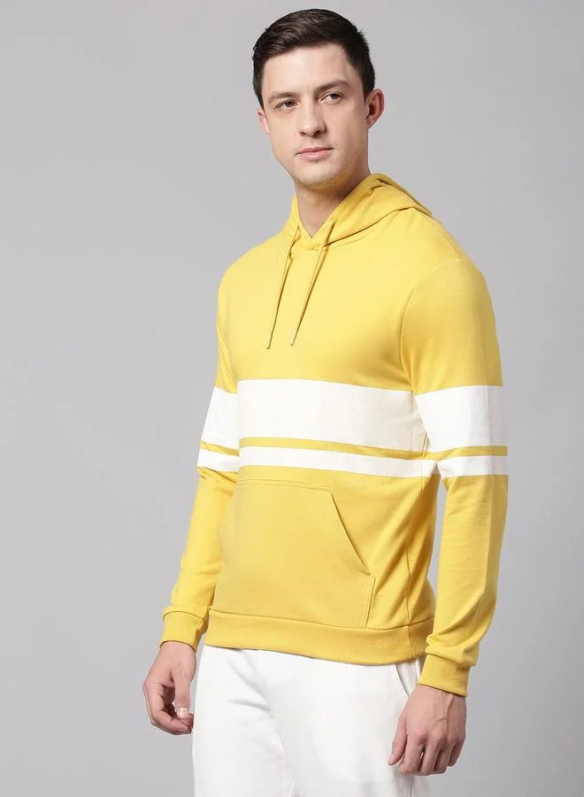 Dennis Lingo Men's Ochre Cotton Blend Solid Pattern Regular Fit Sweatshirt