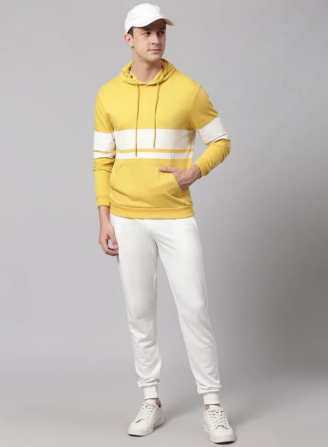 Dennis Lingo Men's Ochre Cotton Blend Solid Pattern Regular Fit Sweatshirt